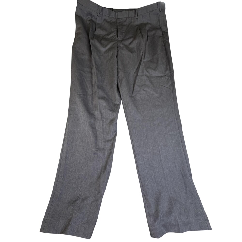 Eddie Bauer Pants Mens 44x36 Gray Wool Pleated Relaxed Fit Dress Slacks Business